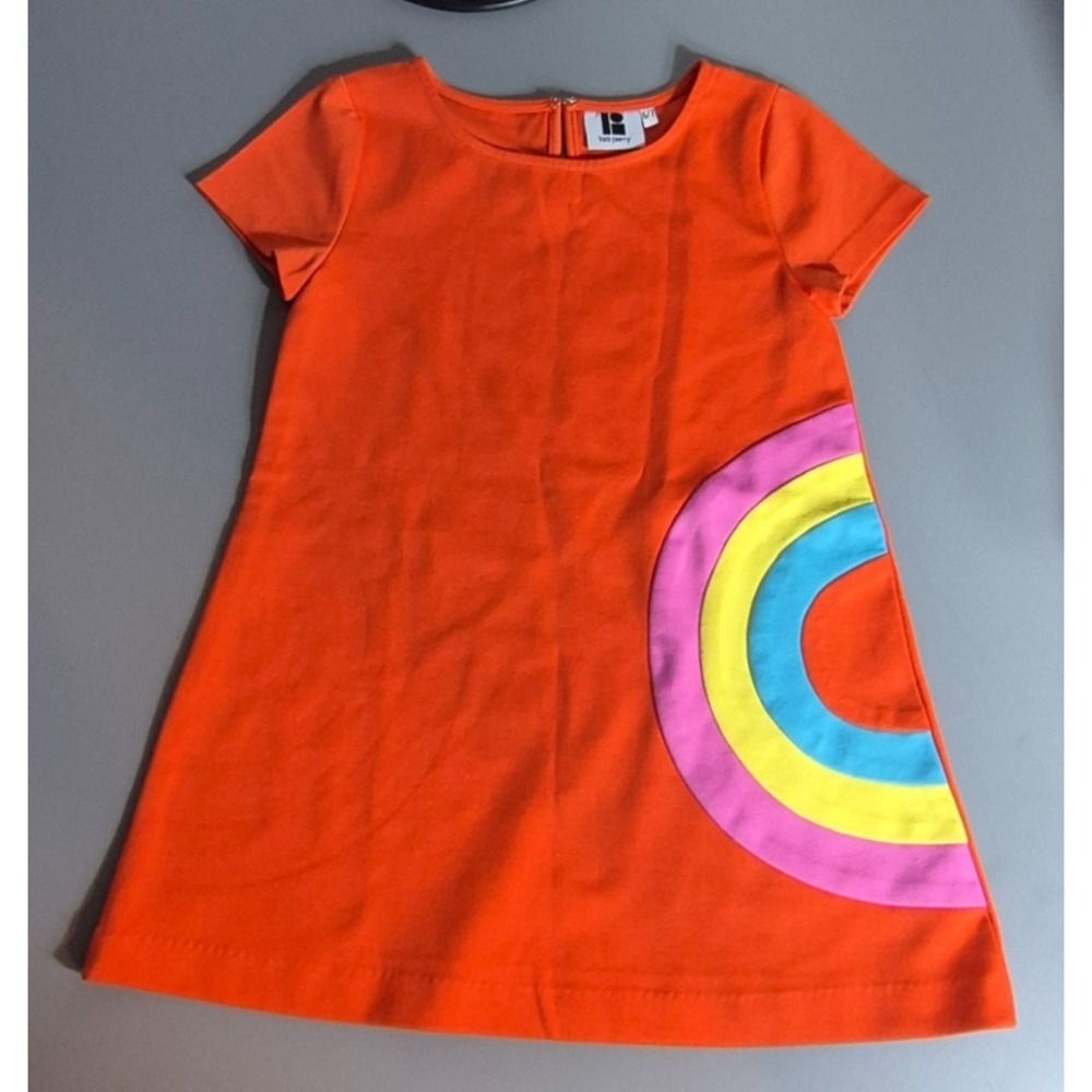 Lisa Perry Girls Dress Size 6 7 Orange with Applique Rainbow LN